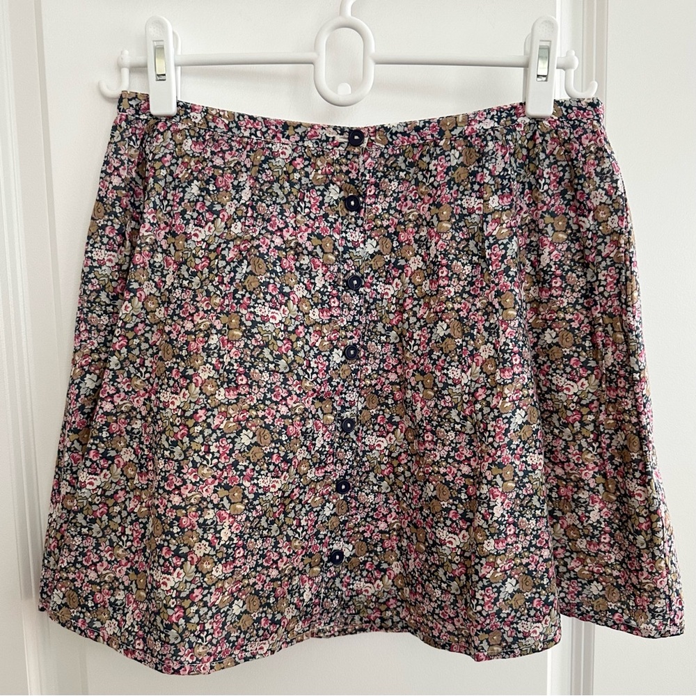 Fall Floral Print Button Down Mini Skirt - Transitional / Cottagecore
